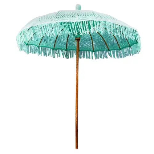 SONNENSCHIRM LUX TÜRKIS MAKRAMEE, TEAK UND BAMBUS Φ200X250 cm Angebot