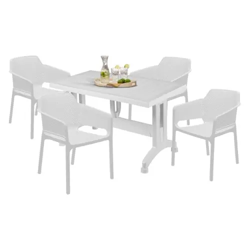 OUTDOOR-ESSZIMMER-SET 5-teilig, WEISSES POLYPROPYLEN Letzte Chance