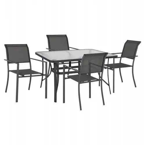 OUTDOOR ESS-SET 5TLG METALLIC 140X80 & ALUMINIUM POL TEXTLINE GRAU Aktuell