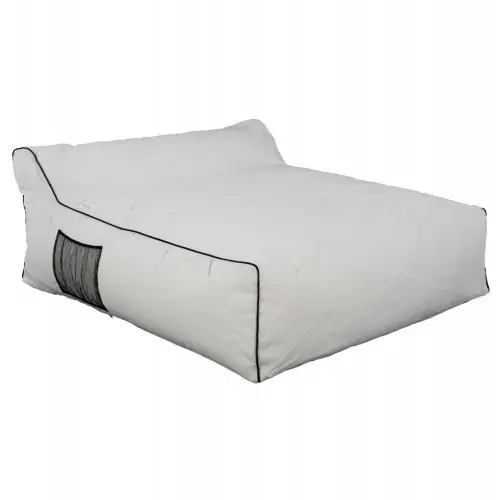 POUF BETT 2 PERSONEN TEXTILENE 2X1 WEIß SCHWARZ SCHIENE 140x140x60 Garantierte Lieferung