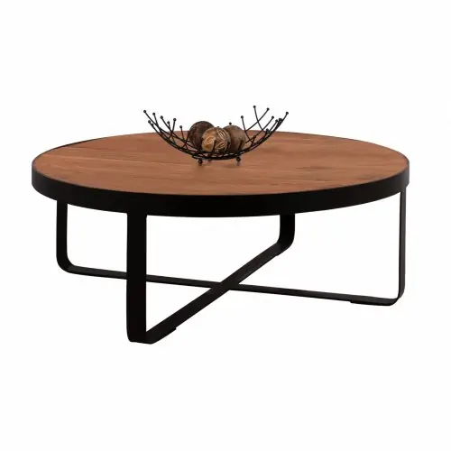 WOHNZIMMERTISCH AUS MASSIVEM AKAZIEN HOLZ Φ100x36 cm Preisknaller