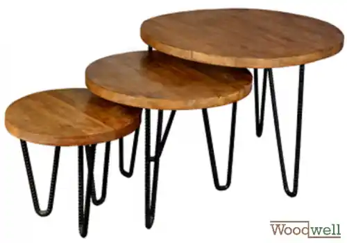 Sofort Bestellen 3er Set Design Tisch ES12 aus massivem Holz | Baumstamm Möbel