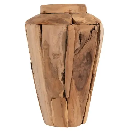 DEKORATIVE BODENVASE ZENIA RECYCELTE TEAKHOLZSTÜCKE IN NATÜRLICHER FARBE Φ40x80Hcm Ausverkauf