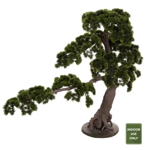Rabatt DEKORATIVE SYNTHETISCHE PFLANZE IM TOPF SCHÖNER KIEFERBAUM (BONSAI) 55x130x114Hcm