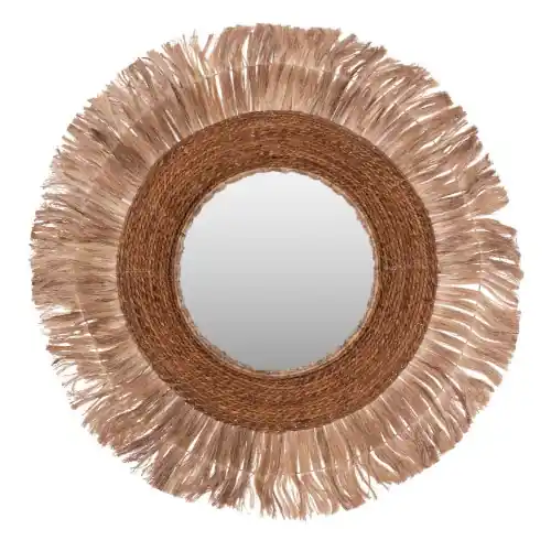 SPIEGEL RUND MIT ABACA-FASERNRAHMEN NATURFARBE 110x5x110Hcm Solange Der Vorrat Reicht