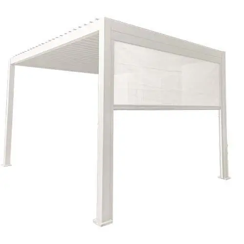 Terrassenüberdachung "Reflect Wall Pull Down" 3,60m in weiß aus Aluminium und Textilene Sonderaktion