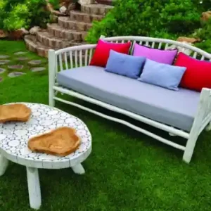 Sofa aus Teakholz in Farbe Weiß Kracherpreis