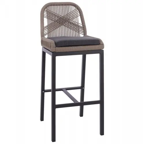 Geprüft ALUMINIUM HOCKER PROFESSIONAL GRAU MIT BEIGEM SEIL 46x53x100 cm