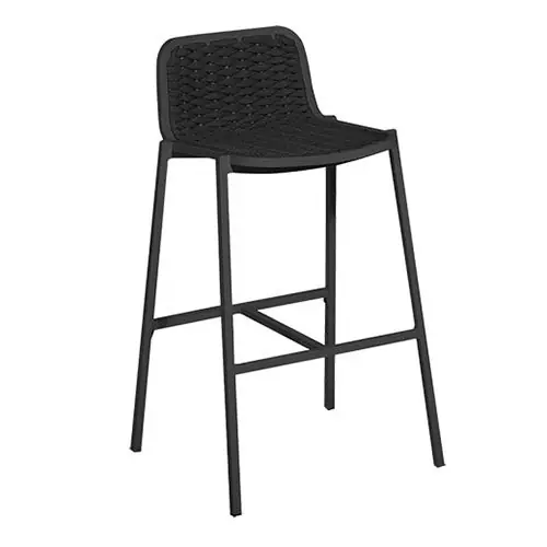 Barhocker "Tora" in Seilgeflecht schwarz aus Aluminium Markenprodukt