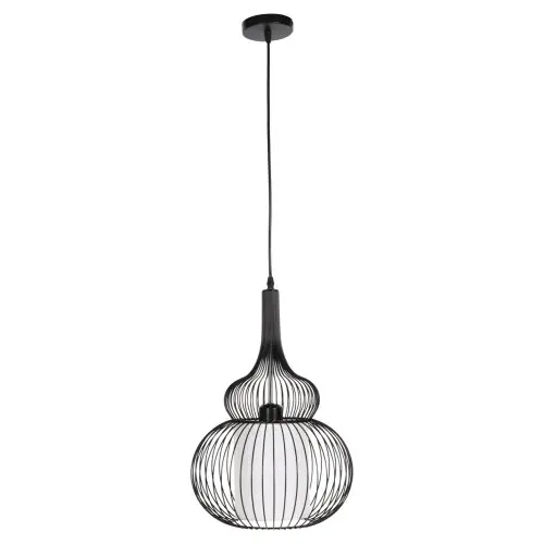 DECKENHÄNGELEUCHTE SCHWARZES METALL-WEIßES TUCH Φ30x115H cm Billig