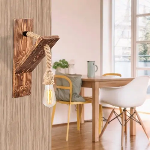 Wandlampe Holz mit Seil 11Χ21Χ40 cm Sonderangebot