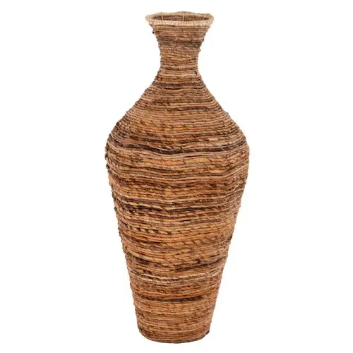 DEKORATIVE BODENVASE BANANENFASER-RUSH-MAT IN BRAUN FARBE Φ43x100Hcm Beliebt