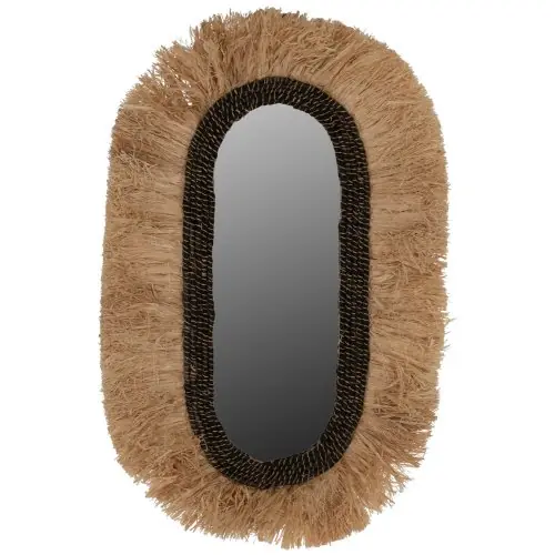Jetzt Bestellen WANDSPIEGEL OVAL AUS SISALFASERN IN NATÜRLICHEN UND SCHWARZEN ABACA-FASERN 55x4x90Hcm
