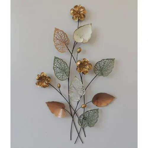 METALLWANDDEKORATION GRÜN GOLD 87x5,5x50 cm Zertifiziert
