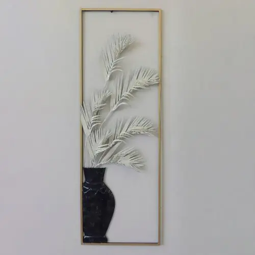 METALLISCHE WANDDEKORATION WEISSGOLD SCHWARZ 89,5x5x31 cm Direktkauf