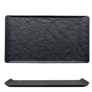 Porzellanteller 34x20,5cm, schwarz, PIETRA EFFETO, M1934, 3 SET Expressversand