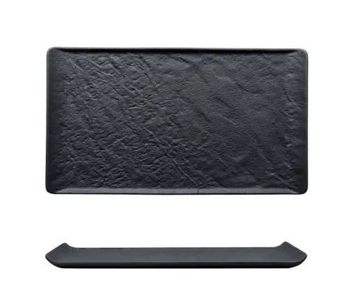 Porzellanteller 34x20,5cm, schwarz, PIETRA EFFETO, M1934, 3 SET Expressversand