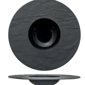 Markenware Pasta Teller aus Porzellan, Ø 34 cm (Ø 15,5 cm), schwarz, PIETRA EFFETO, M1934, 2 SET