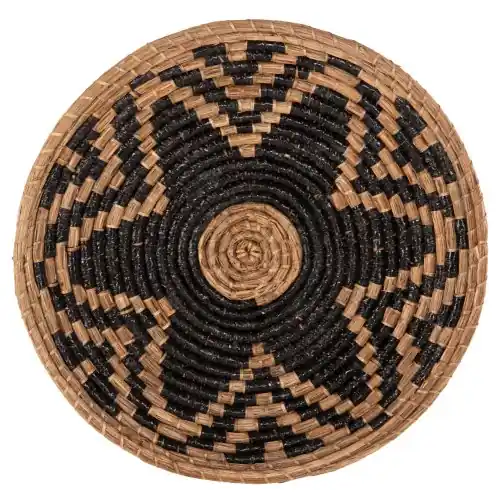 WANDDEKOR RUND MENDONG-GRAS IN NATURSCHWARZ Φ51x6tief cm Preiswert