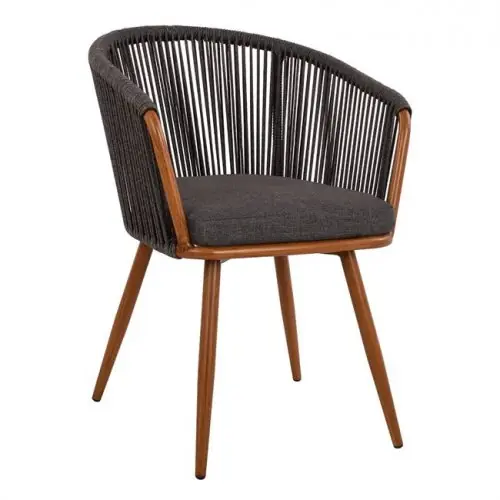 Neue Ware SESSEL "HARRIET" AUS ALUMINIUM IM BAMBUS-LOOK MIT GRAUEM SEIL