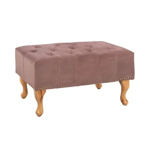 Saisonangebot Chesterfield Sitzbank EMMA aus Samt und Holzbeinen | In Rosé