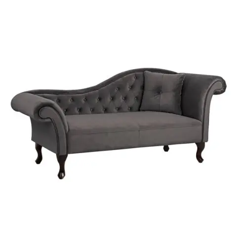 Chesterfield Sofa NIOVI aus Samt in Farbe Grau Solange Der Vorrat Reicht
