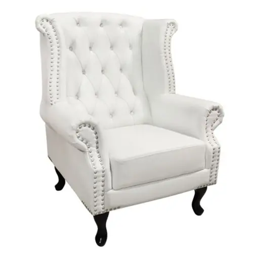Design Ohrensessel Polina | Antik weiß | Wohnzimmer Sessel Schnäppchen
