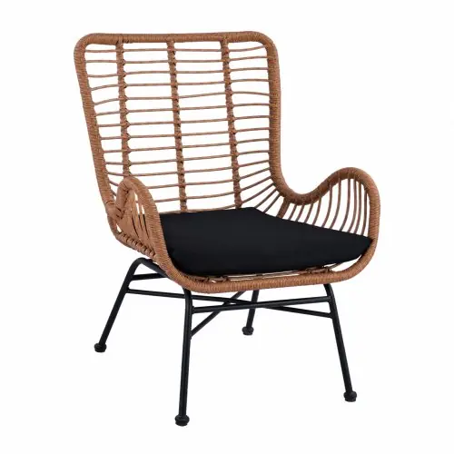 Preis Gesenkt Sessel mit Kissen Wicker Beige und Metallbeinen in beige 71Χ76Χ95Υ cm