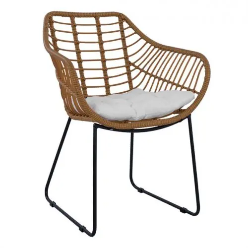 Moderner Outdoor-Sessel in Bambusoptik in Beige 63x60x83,5 cm. Wochenendangebot