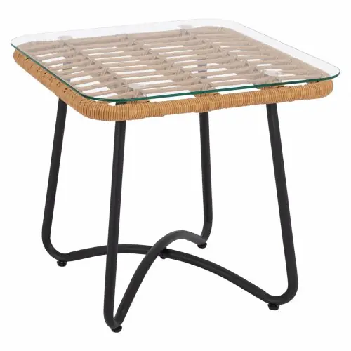 Sonderaktion Allegra Tisch aus Metall und Wicker in beige 50x50x48,5 cm