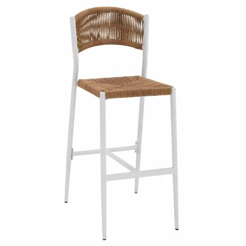 ALUMINIUM BARHOCKER WEISS MIT PE SEIL BEIGE 45,5x56x111 cm Beliebt