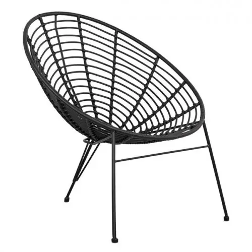 Sessel Nest Metallic Allegra mit Korbweide in schwarzer Farbe Neu Im Sortiment