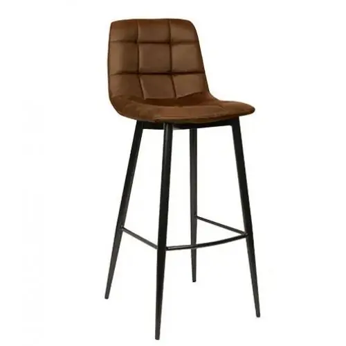 Finale Aktion Barhocker "Lauren" aus Mikrofaser in Cognac und Metallbeinen