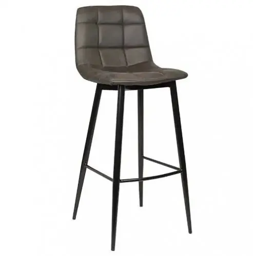 Barhocker "Lauren" aus Mikrofaser in Anthrazit und Metallbeinen Neu
