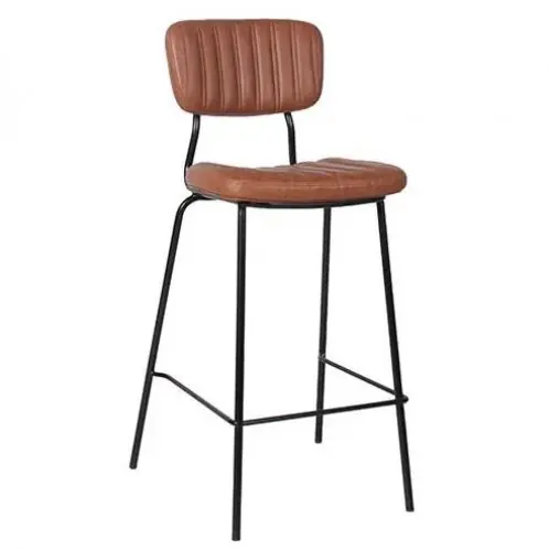 Barhocker "Pepe" in Farbe Cognac aus Kunstleder und schwarzem Metallrahmen Beliebt