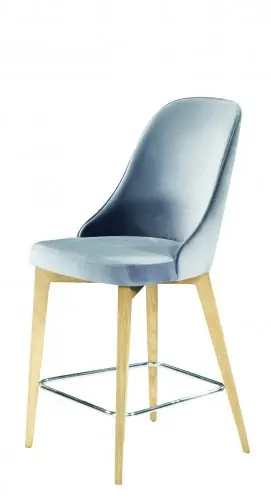 Preiswert Barhocker "Espina" aus blauem Samt und Holzbeinen