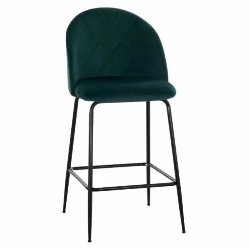 Barhocker "Odell" mittelhoch mit Metallfüßen aus grünem Samt 45x53x98 cm Top-Angebot