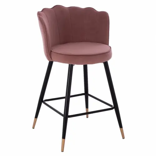 MITTELHOHER HOCKER VESNA AUS ROSE SAMT UND METALLGESTELL 50x50x90 cm Angebot
