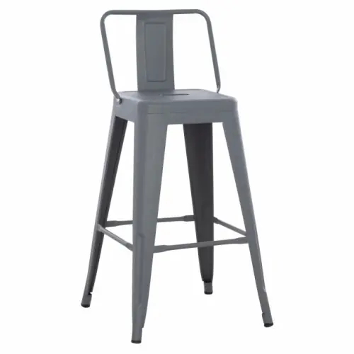 Mittelhoher Hocker "Melita" aus Metall mit Rückenlehne in grau 42x42x89,5 cm Finale Aktion