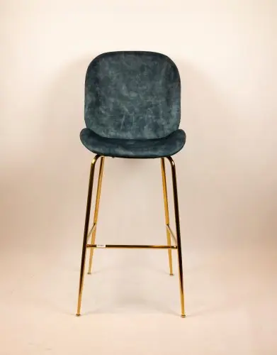 Ausverkauf Barhocker "Judi Low" aus blauem Samt und Metallgestell