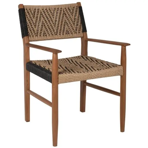 Markenware ESSZIMMERSESSEL TEAKHOLZ SYNTHETISCHES SEIL 57x66x86Hcm
