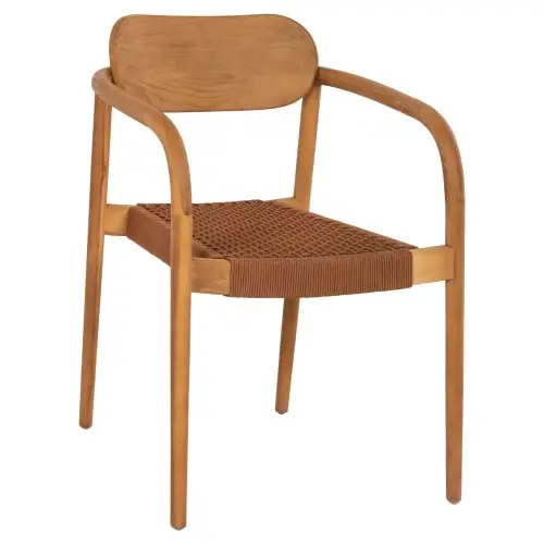 Mega-Angebot SESSEL OSLO NATÜRLICHES TEAKHOLZ & BRAUNES SEIL 55x54x80Y cm