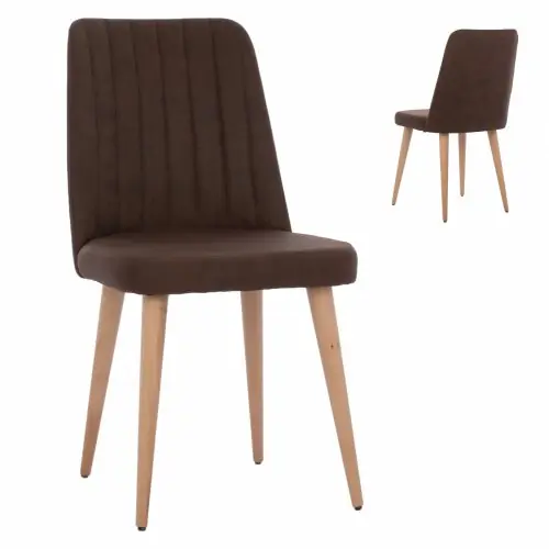 STUHL "MARISOL" AUS BRAUNEM NUBUKSTOFF MIT HOLZFÜSSEN 47x57x91 cm Super-Preis