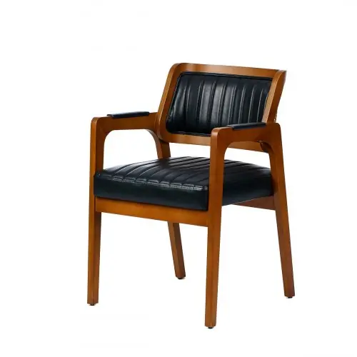 Begrenztes Angebot Sessel "Ermioni" aus schwarzem Kunstleder und Holzgestell