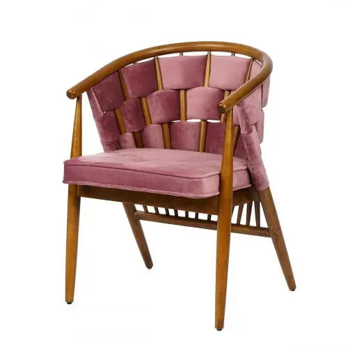 Direkt Vom Hersteller Sessel "Juliet" aus rose Samt und Holzgestell