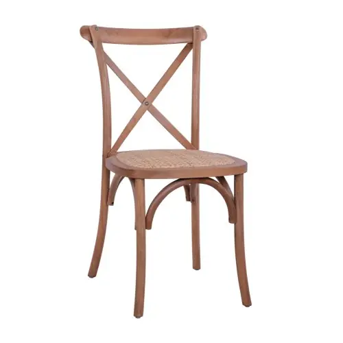 Begrenztes Angebot Stuhl Owen aus Holz, stapelbar, aus Buchenholz in dunkler Honigfarbe, mit gekreuzter Rückenlehne, 45 x 55,5 x 90 cm