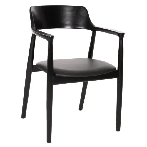 Neue Ware KWEEN ESSZIMMERSESSEL MAHAGONIHOLZ - SCHWARZES VINYL 58x53x80 cm