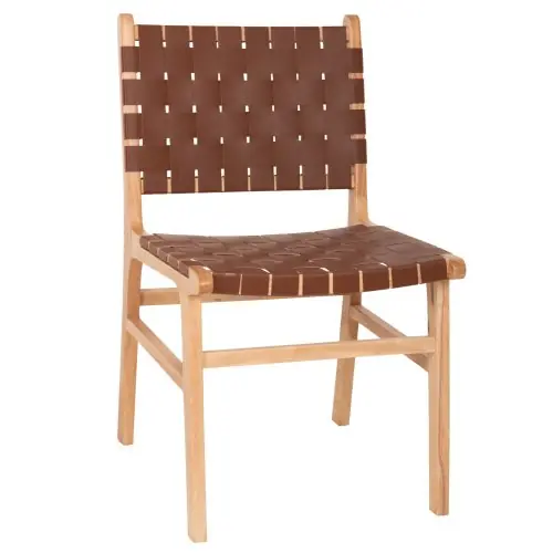 STUHL AUS TOON HOLZ MIT PU-LEDER IN BRAUN 49x59x86 cm Kracherpreis