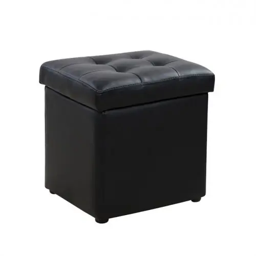 Hocker Würfel mit Stauraum in PU schwarz 36,5x36,5x36 Sonderaktion