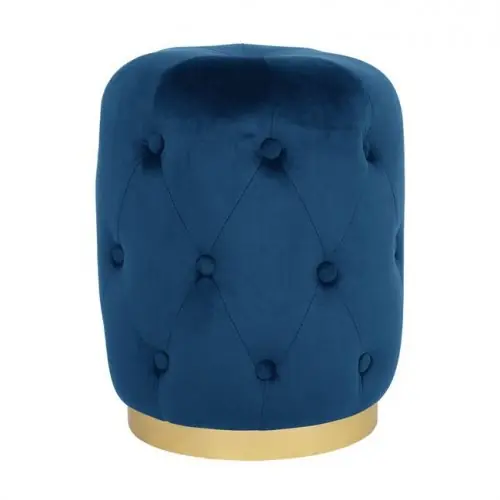 Meistverkauft HOCKER "TORRIE" AUS BLAUEM SAMT MIT GOLDFUSS 36x45 cm.